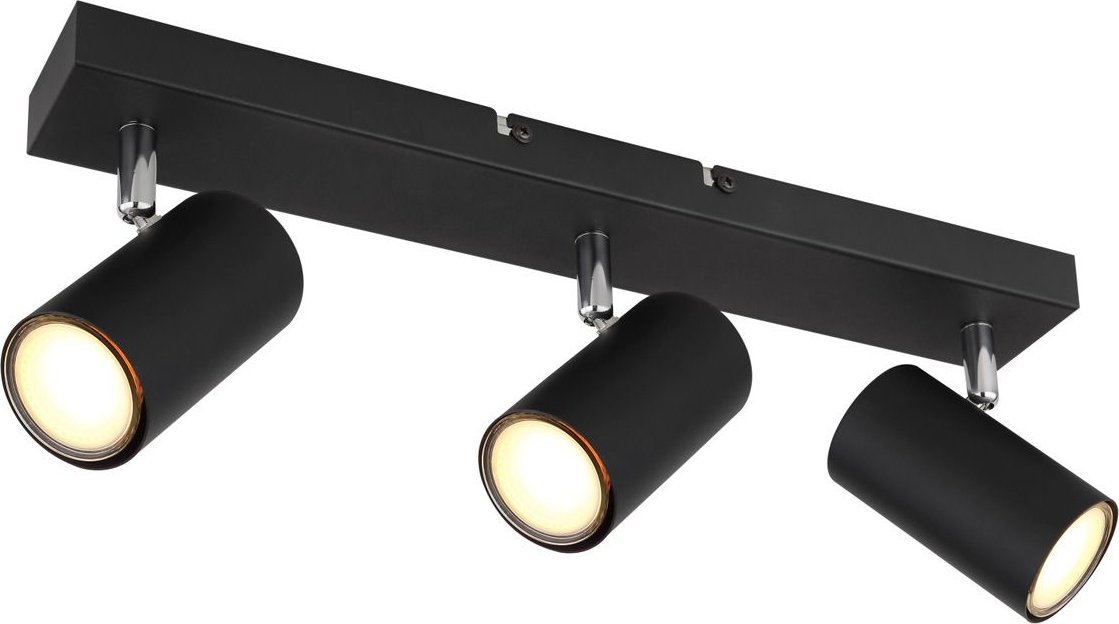 Lampa sufitowa Globo Przysufitowa lampa Robby 57911-3B z regulacją czarna chrom
