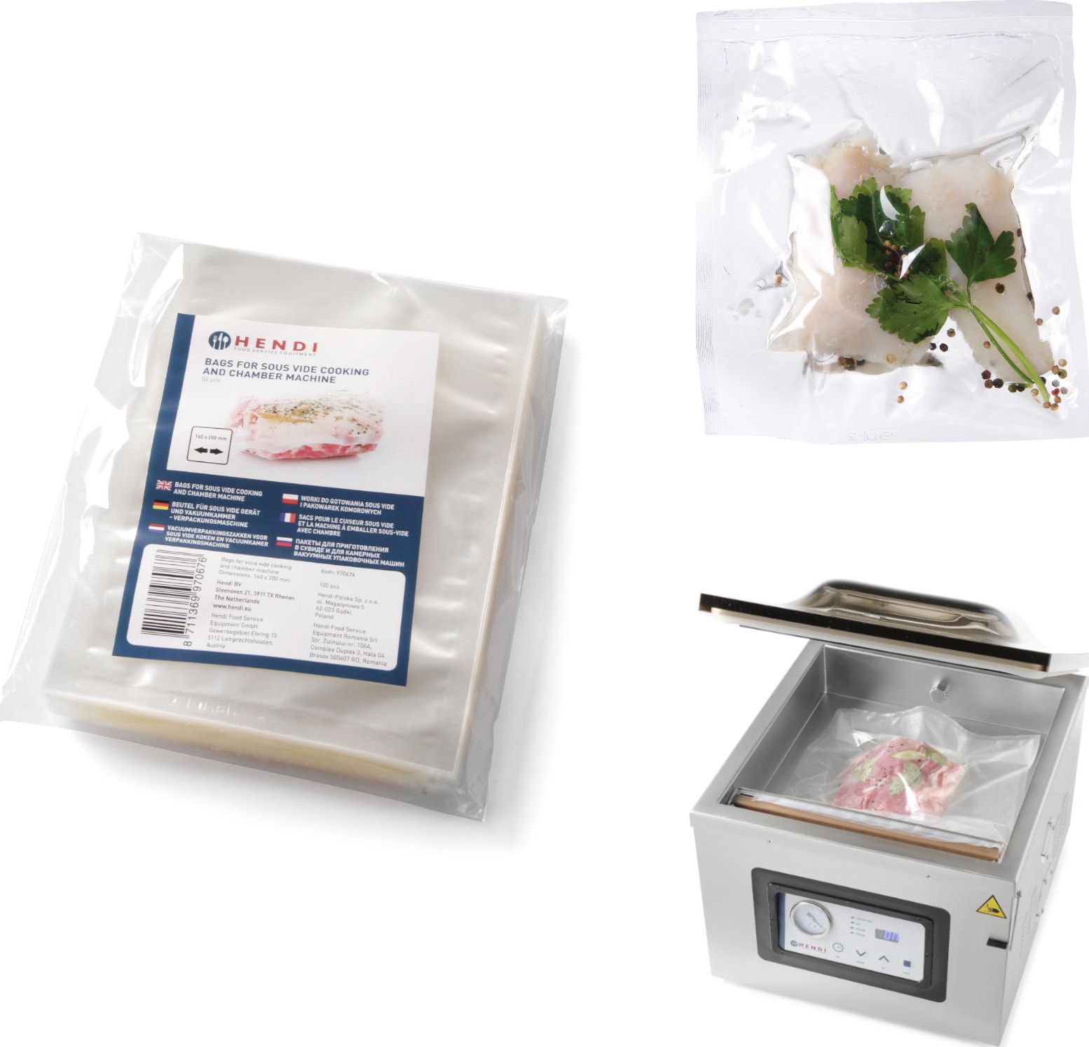 Hendi Worki do gotowania Sous vide i do pakowarek prózniowych komorowych 150x200mm 100szt. Worki do gotowania Sous vide i do pakowarek prózniowych kom