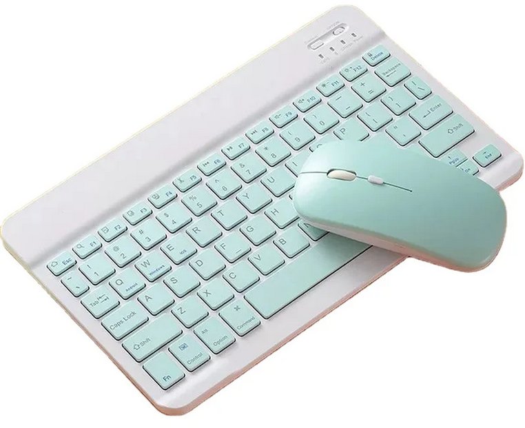Bezprzewodowy zestaw klawiatura + myszka Bluetooth miętowy design