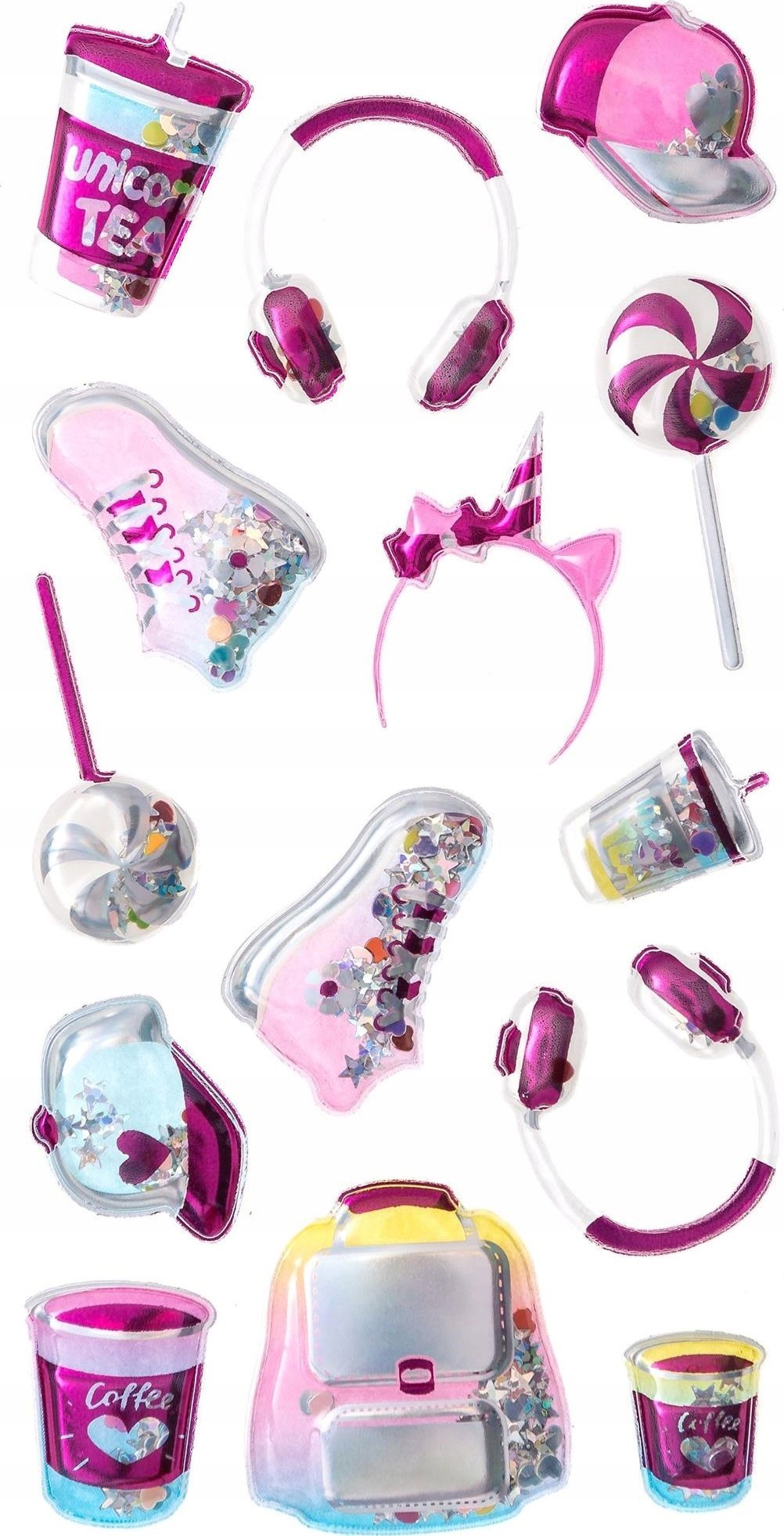 Teka Naklejki shaker 3D - Różowe gadżety 14szt