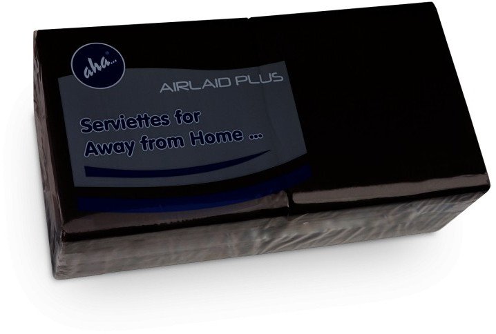 Serwetki AFH AHA, 2-warstwowe, składanie 1/4, 24x24cm, 200 szt., czarne