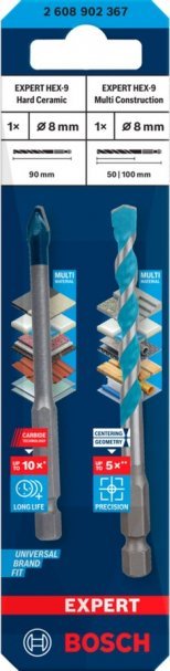Wiertło Bosch Bosch Expert HEX-9 HardCeramic + HEX-9 MultiConstruction drill bit set, ? 8mm (2-piece)