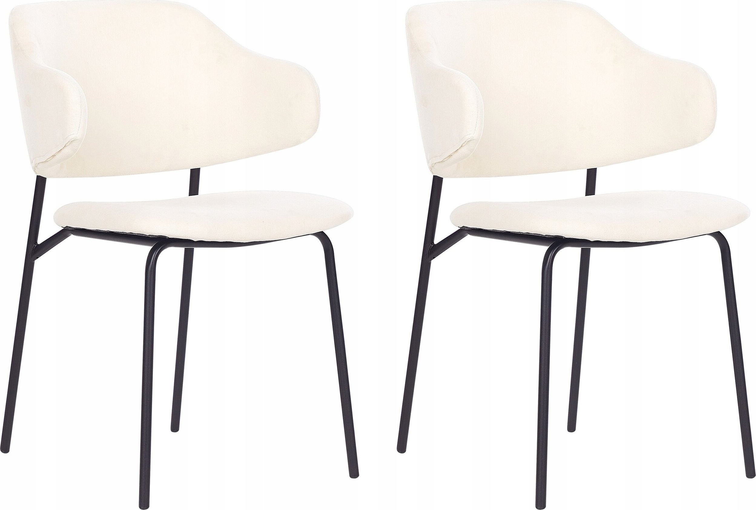 Beliani Tkanina Krzesło do jadalni Zestaw 2 Kremowy KENAI