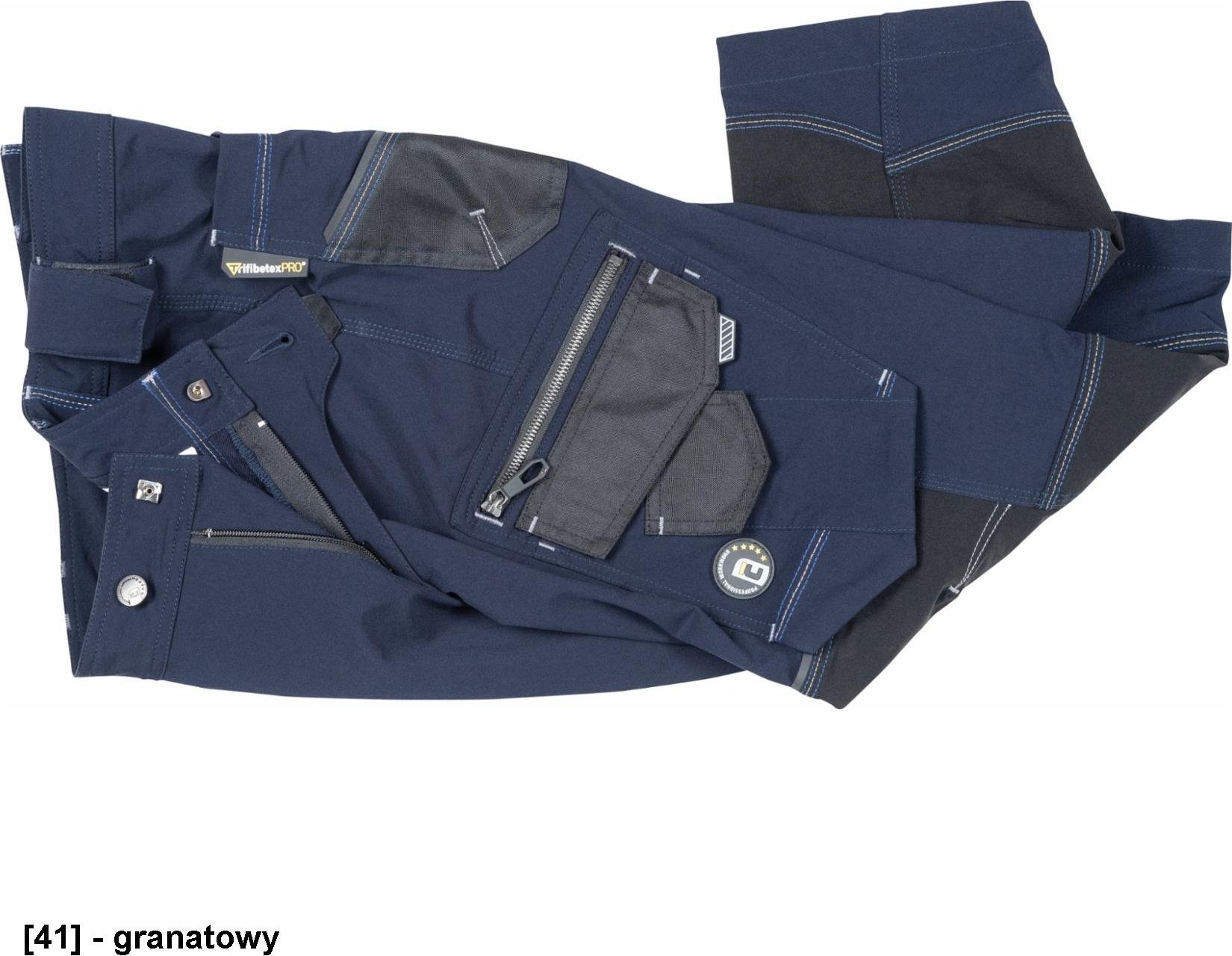 CERVA NEURUM PERFORMANCE 3/4 spodnie - męskie szorty robocze, elastyczny materiał TrifibetexPRO, 6 kieszeni, odblaski - granatowy 52