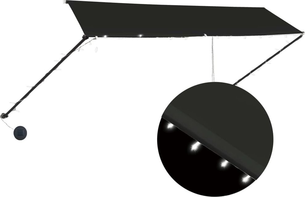 vidaXL Markiza zwijana z LED, 350 x 150 cm, antracytowa