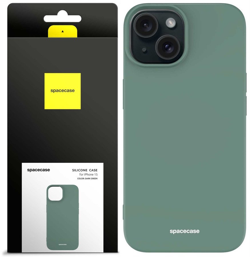 SpaceCase Silicone Case iPhone 15 dark green standard
