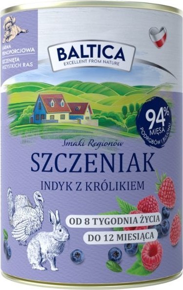 Baltica Mokra karma dla szczeniaka BALTICA Indyk z królikiem 400g