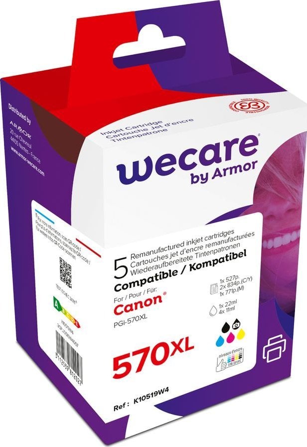 Tusz Armor WECARE ARMOR cartridge pro CANON Pixma MG5751Sada (PGI-570XL+CLI-571XL CMYK) Black+C+M+Y+K, 1x22 ml, 4x11 ml