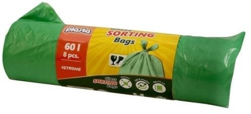 GARBAGE BAGS PLASTA GREEN 60L 8PCS