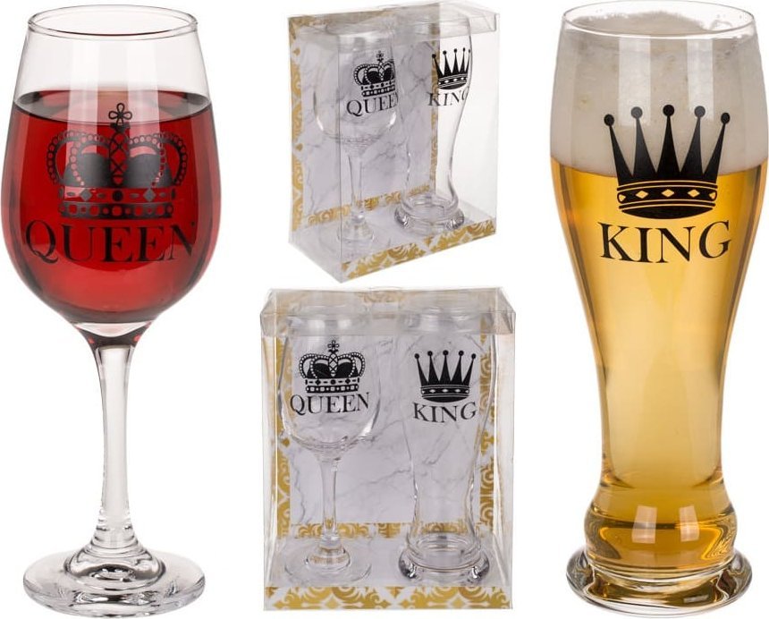 Out of the blue KING & QUEEN - Kieliszek do Wina i Kufel do Piwa - Zestaw dla Pary