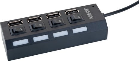 HUB USB Schwaiger Schwaiger USB Hub 4-fach 2.0A Buchse Passiv schwarz