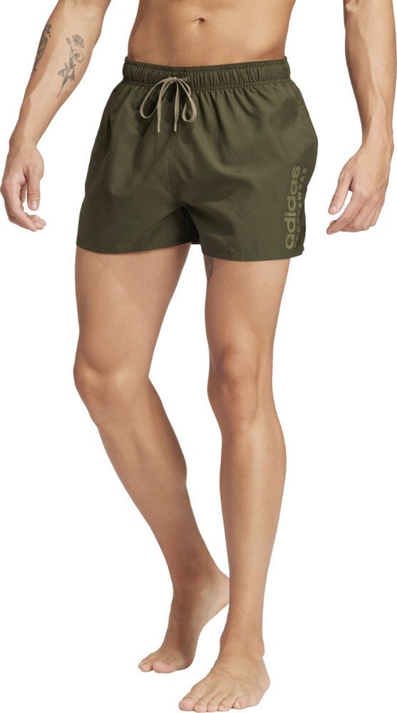 Adidas Spodenki kąpielowe męskie adidas Essentials Logo oliwkowe IX7566 S