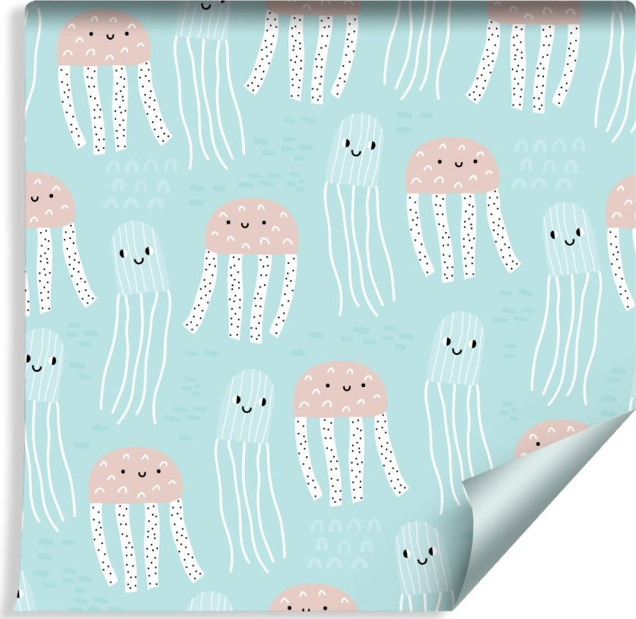 Muralo Tapeta Dla Dzieci - Wesołe Meduzy w Stylu Skandynawskim