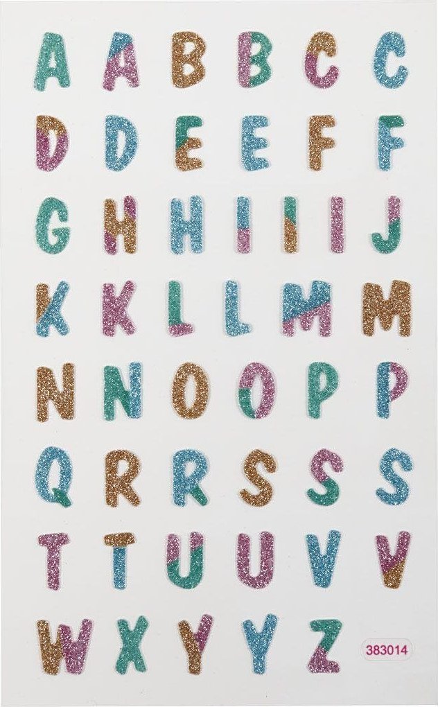 Naklejki Brokatowe Kolorowe Litery