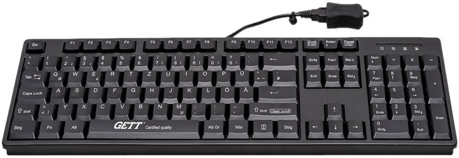 Klawiatura Gett GETT GCQ Cleantype Easy Basic Klawiatura z obudową z tworzywa sztucznego IP 68 NUM-Block 105 Tasten USB Kolor: czarny Układ: CH