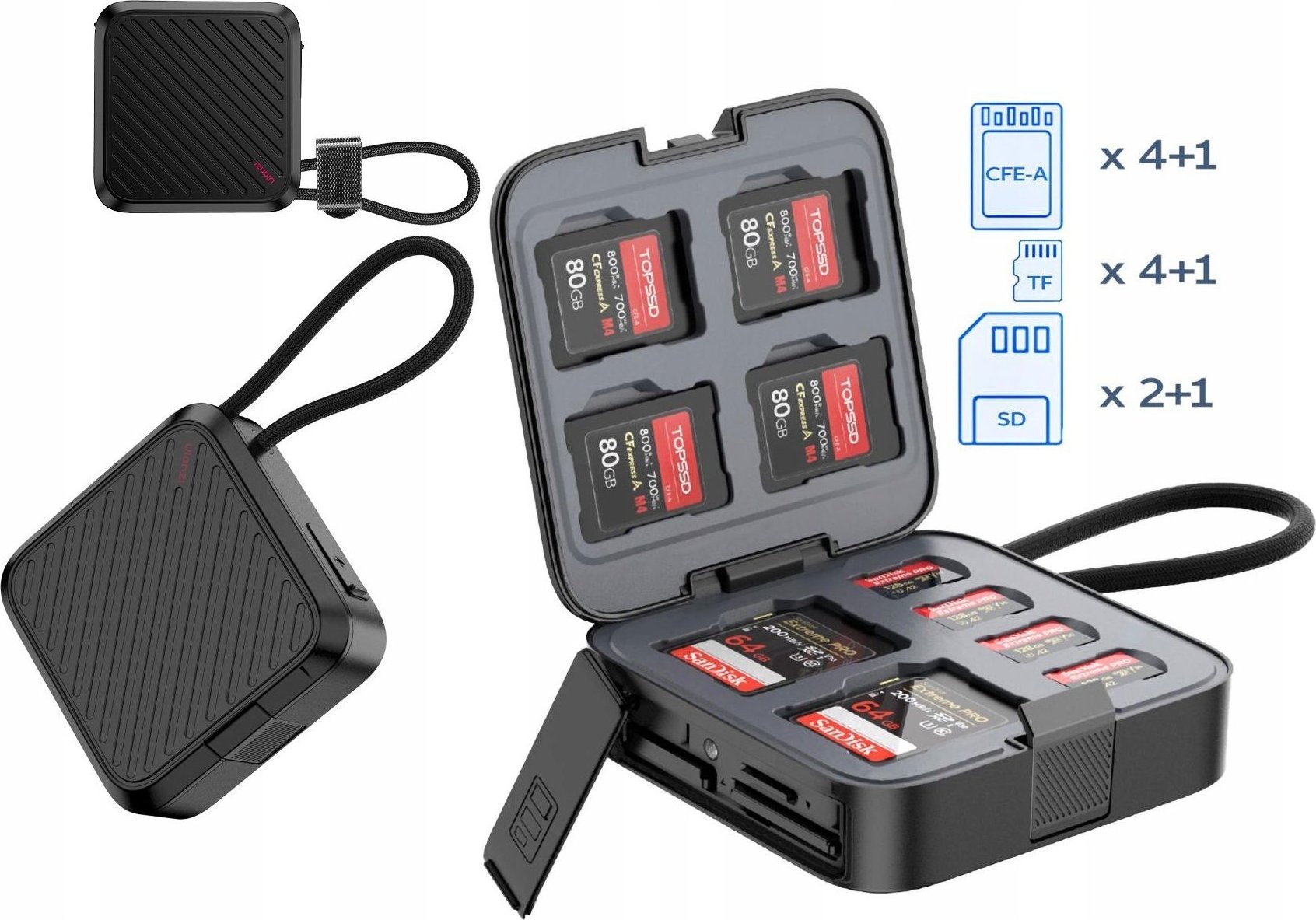 Etui na Karty Pamięci 13szt. + Czytnik 10Gbps 3w1 CFE-A SD TF / ULANZI / CRC10