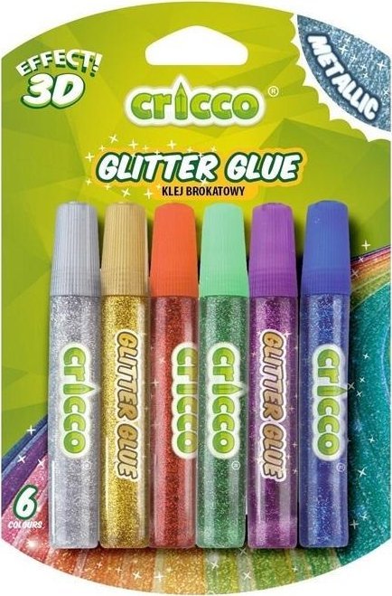 Klej brokatowy 3D neon 10g 6 kolorów CRICCO