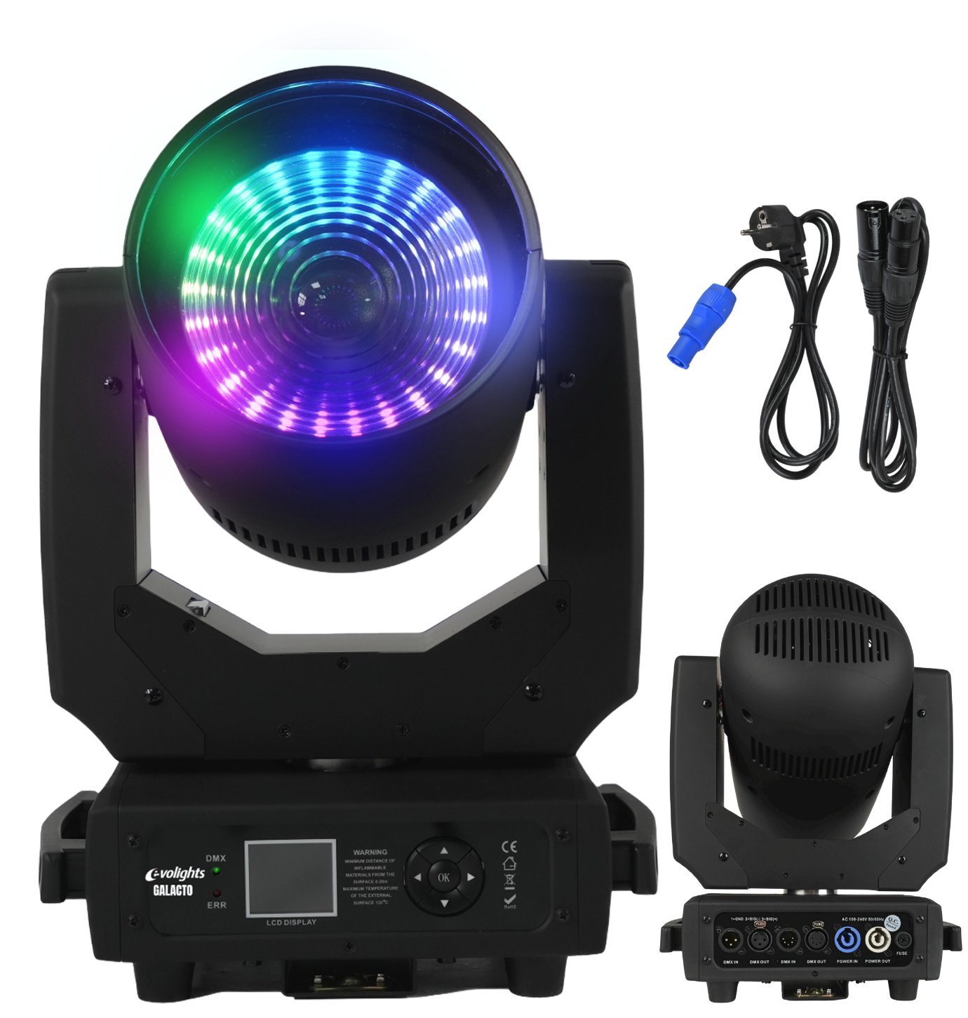 Evolights GALACTO głowica ruchoma 120W RGBL LED + 24x0,1W RGB SMD5050 LED efekt ring