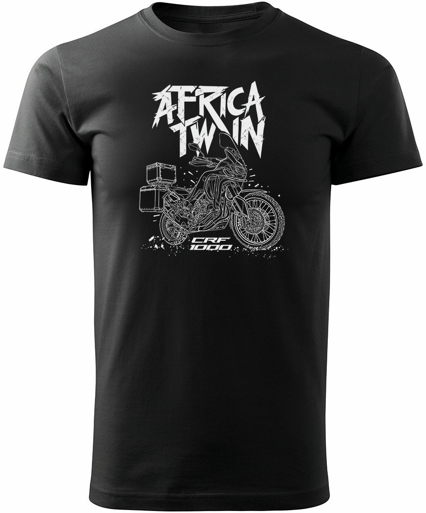 Koszulka motocyklowa z motocyklem Honda Africa Twin CRF1100L męska czarna XXL