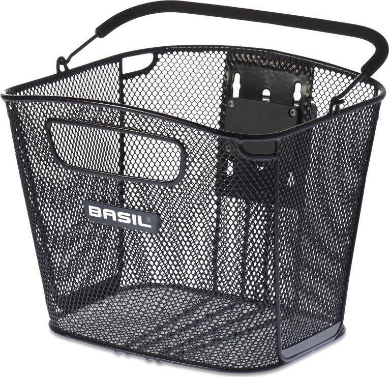Basil Kosz na kierownicę BASIL BOLD FRONT KF stalowy, czarny + Płytka mocująca do kosza BASIL KLICKFIX ADAPTER system do mocowania na kierownicę odpin