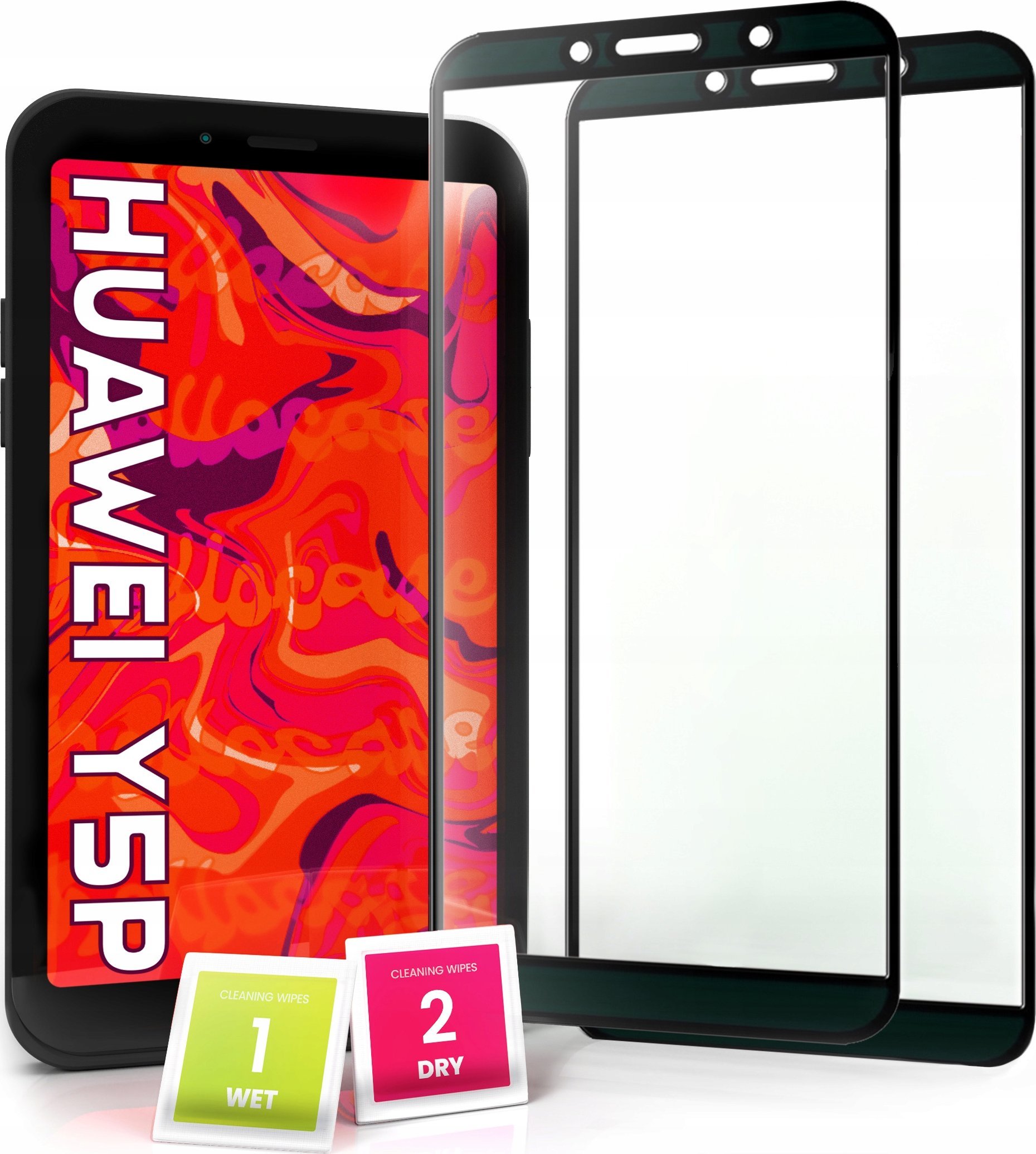 Hello Case 2-pak Szkło Hartowane do Huawei Y5P Ochronne Pełne Na cały ekran 5D 9H