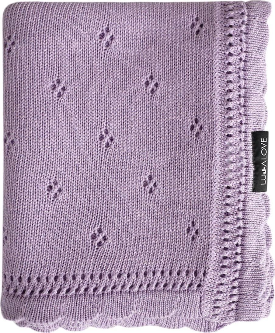 LullaLove Kocyk niemowlęcy ażurowy Daisy Lawenda Lullalove