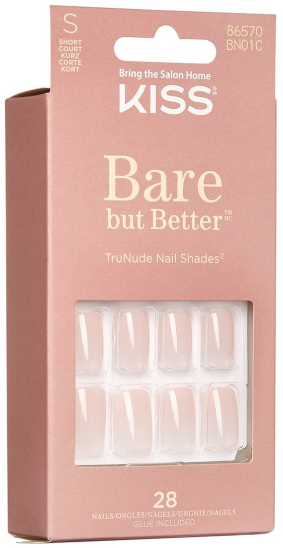 Kiss Sztuczne paznokcie bare but better-trunude (rozmiar s) 1op.(28szt)