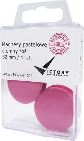 Victory Office Magnesy 32mm VICTORY OFFICE PRODUCTS 5032KM4-093 pastelowe ciemnoróżowe 4szt