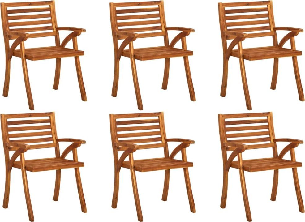 vidaXL Krzesła ogrodowe, 6 szt., lite drewno akacjowe