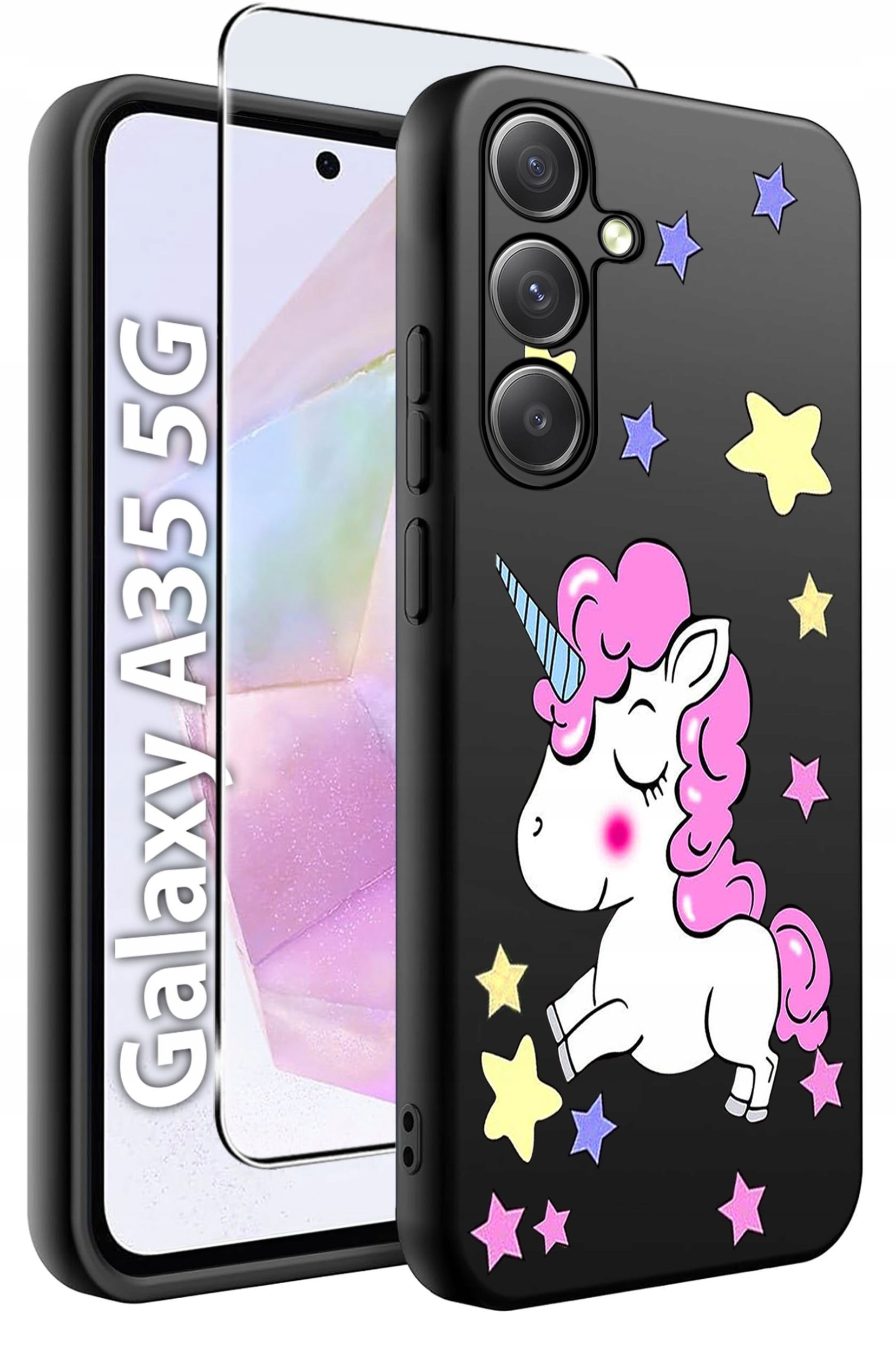 ETUI do Samsung A35 5G WZORY | SILIKONOWE MATT CASE + SZKŁO HARTOWANE 9H