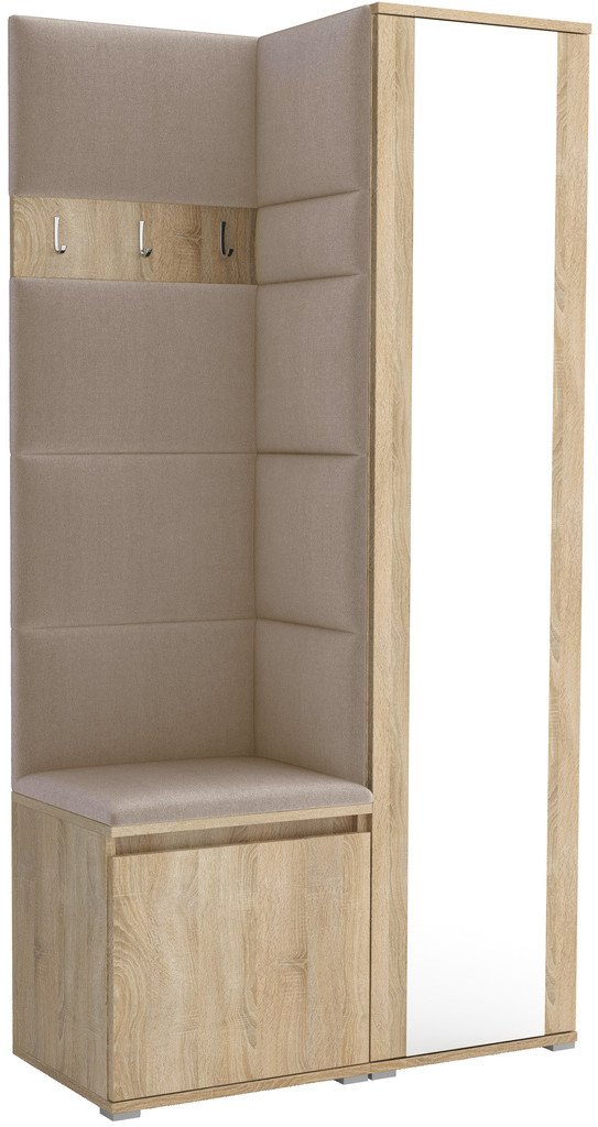 Tapicerowana garderoba Noris VI z lustrem - sonoma + tkanina Trinity 04