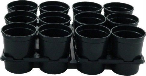 Rim Doniczka plastikowa okrągła czarna 12 szt + paletka