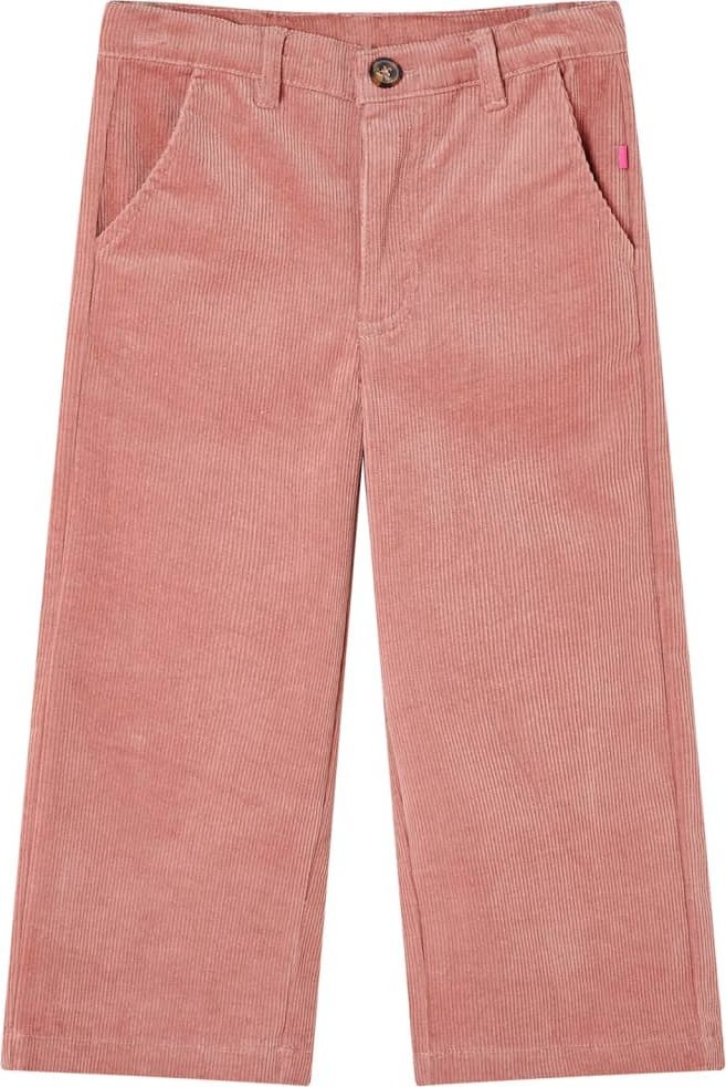 vidaXL Spodnie dziecięce, sztruksowe, stary róż, 92