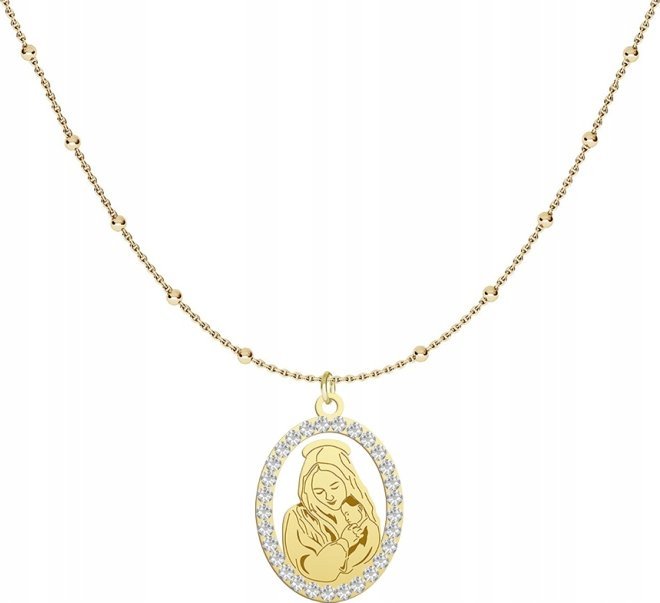 Radziszewska Jewellery Pozłacany Naszyjnik MEDALIK MATKA BOSKA GRAWER
