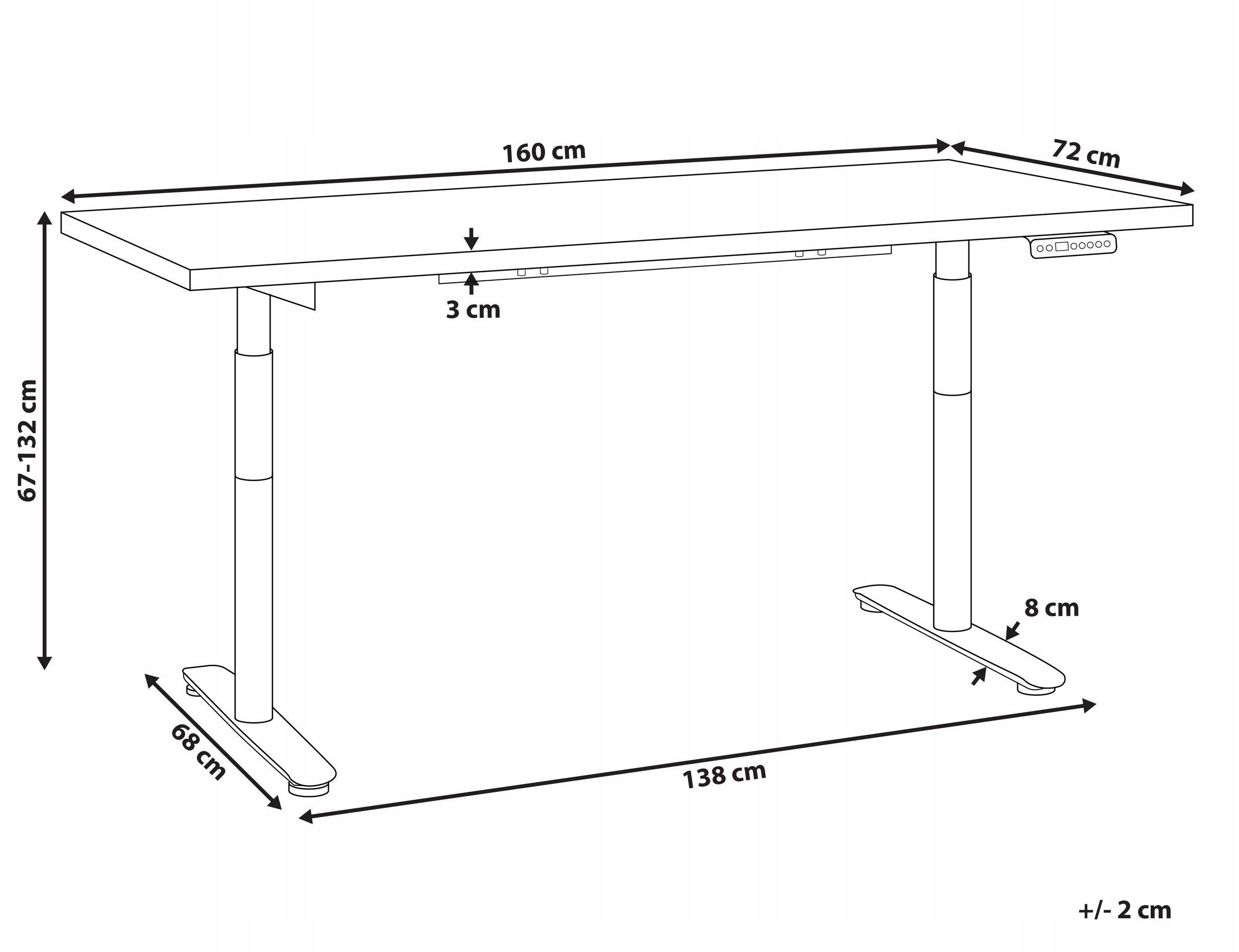 Biurko regulowane elektrycznie 160 x 72 cm czarne DESTINAS