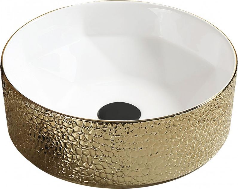 Umywalka Mexen Mexen Clarisa umywalka nablatowa 41 x 41 cm biała/złota - 22074153