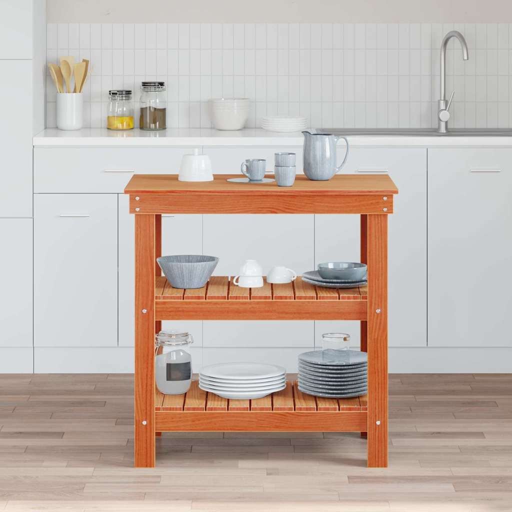 vidaXL Stół warsztatowy z półką Woskowy brąz 78.5 x 50 x 80 cm