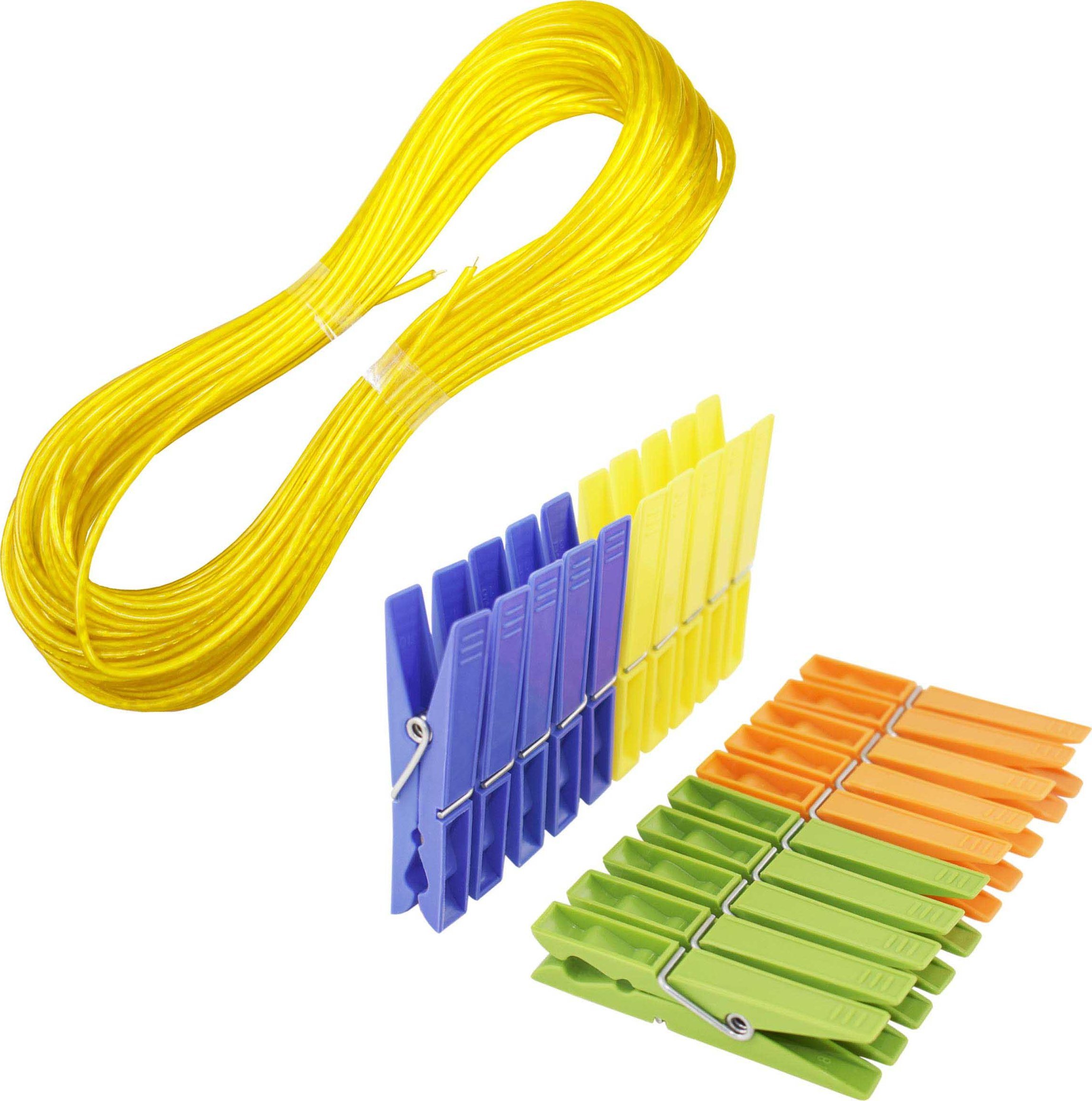 Sepio Zestaw wytrzymała linka do prania razem z kolorowymi klamerkami