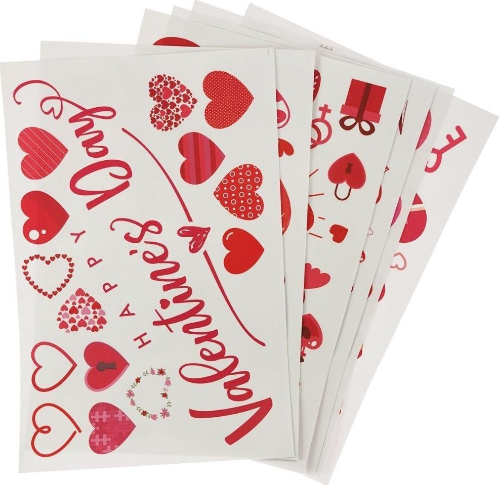 Walentynkowa dekoracja okna elektrostatyczna MIX