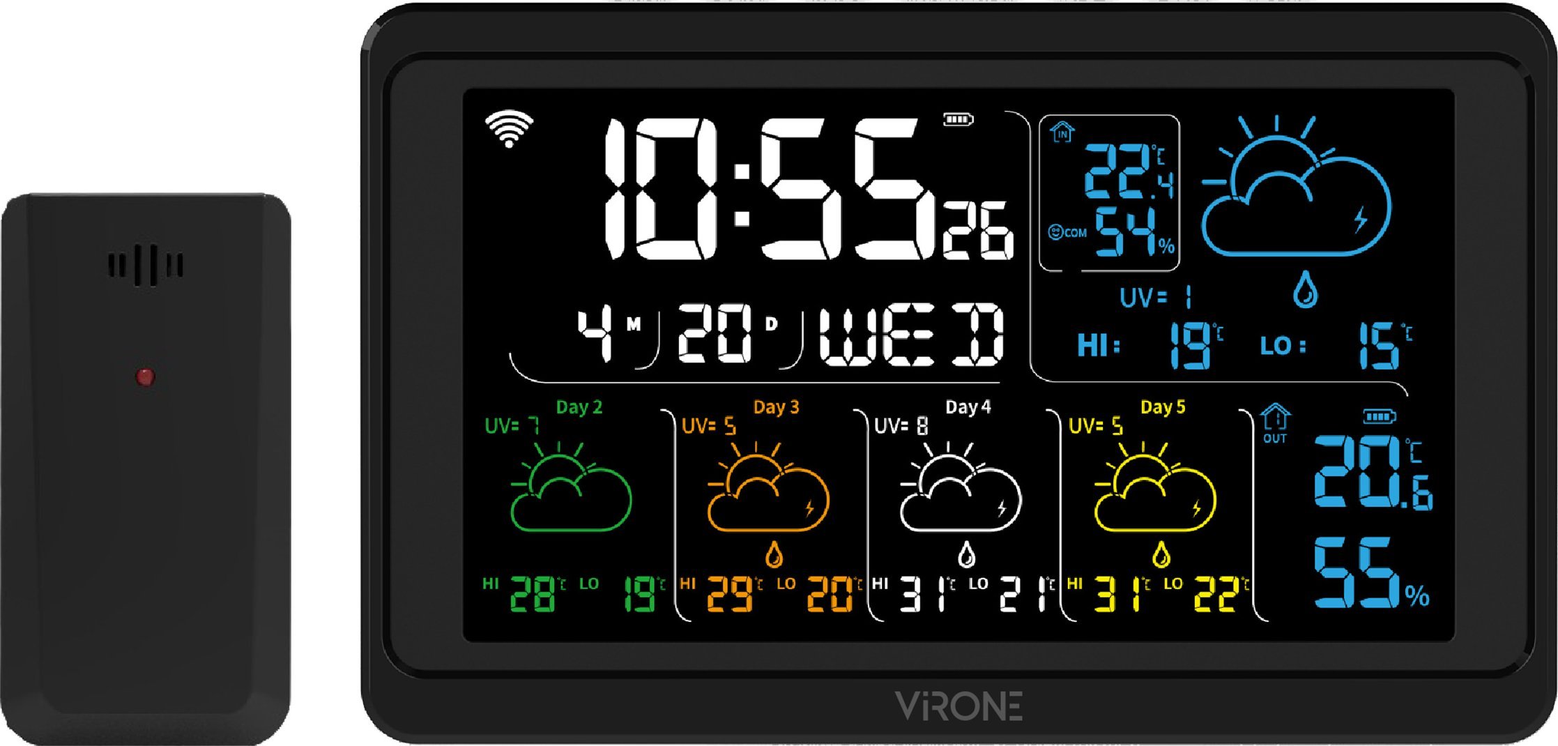 Orno Wielofunkcyjna stacja pogodowa, bezprzewodowa, Wi-Fi, czarna