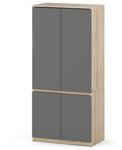 Szafa Nowoczesna Garderoba Do Sypialni Z Półkami 80cm Dąb Sonoma Szara Mat