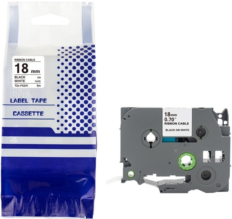 Taśma BROTHER TZe-FX241 18mm x 8m czarny na białym zamiennik