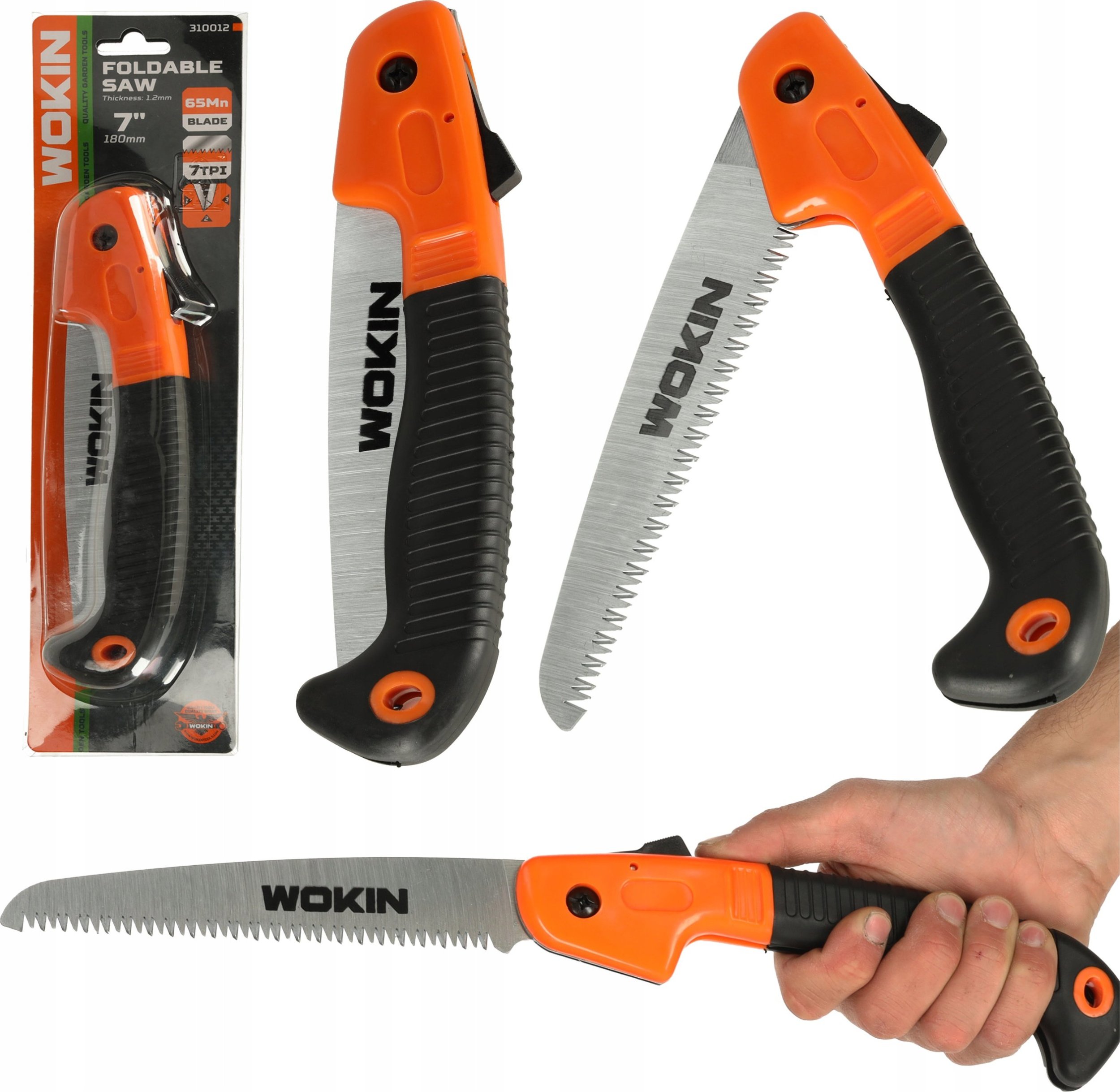 KIK WOKIN Piła ręczna ogrodowa do gałęzi drewna składana ostra duże zęby 180mm