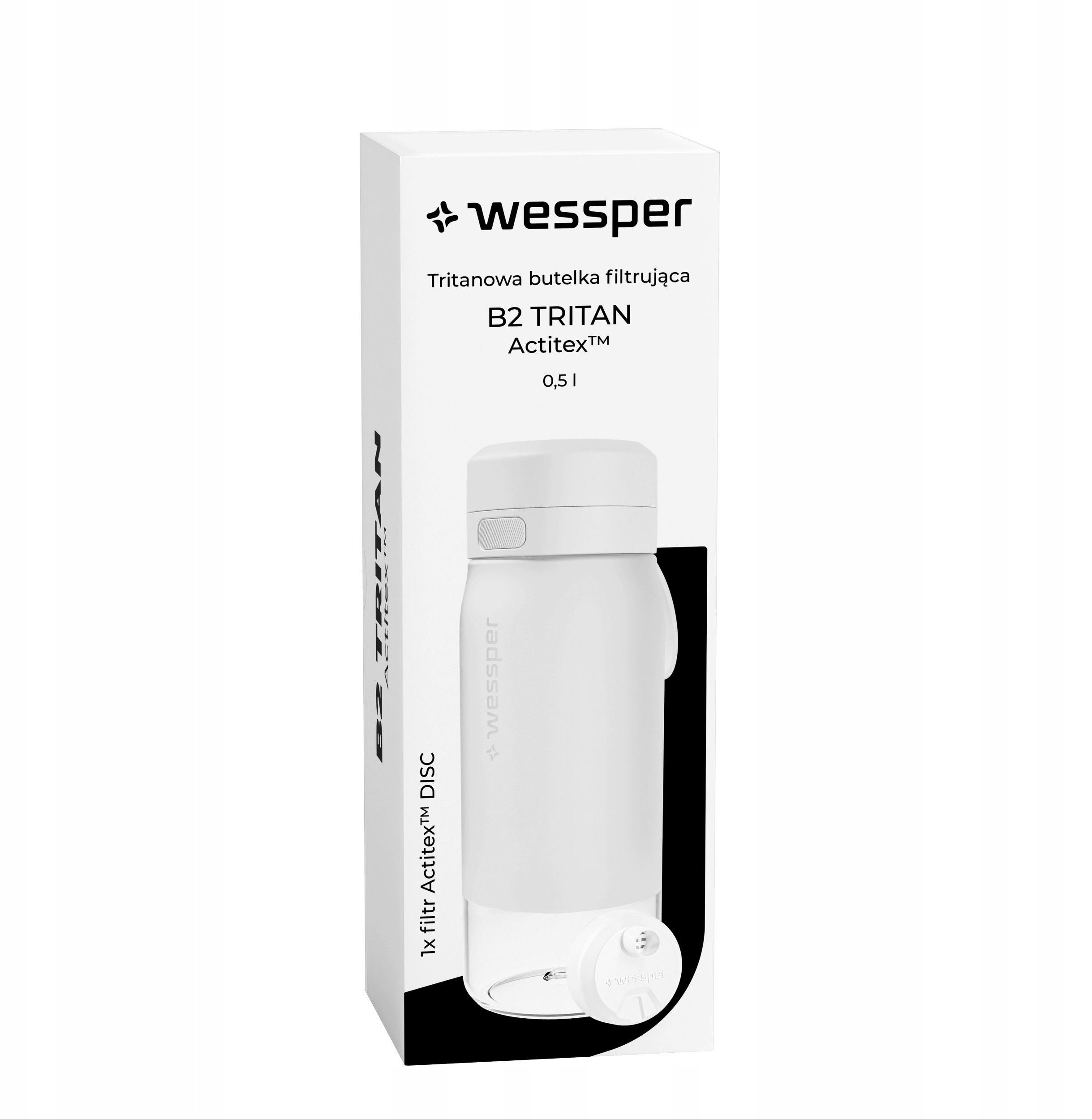 Butelka filtrująca Wessper B2 TRITAN Actitex™ 500ml White (WES273-500-WH_K)