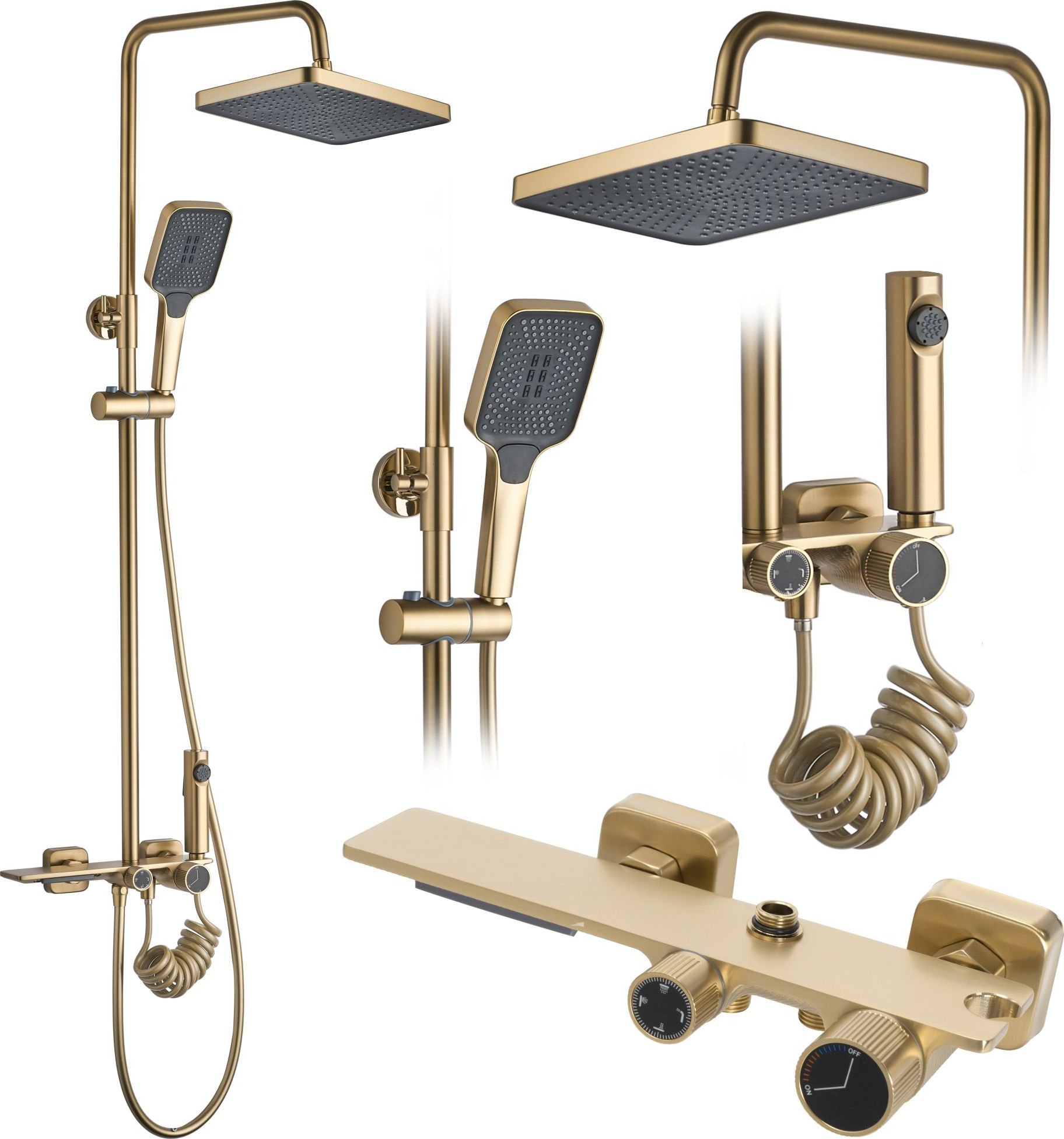 Zestaw prysznicowy Rea Zestaw PRYSZNICOWY REA HELIX Złoty Szczotkowany