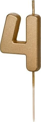 Świeczka urodzinowa 4 złota 4,5cm