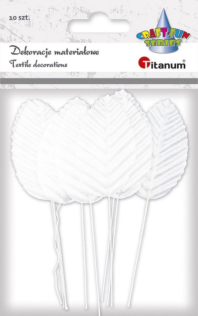 Titanum Liście materiałowe na druciku TITANUM 5cm 10szt. białe Titatnum Kreatywne