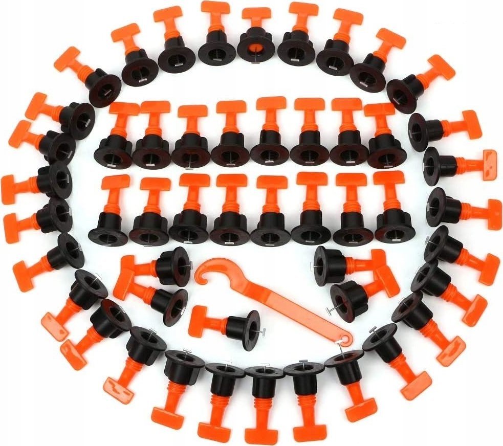 Korbi SYSTEM POZIOMOWANIA PŁYTEK KLIPSY 50szt KLUCZ