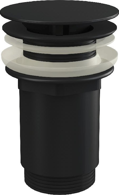 Syfon Ferro Spust umywalki 5/4 metalowy, duży korek, do umywalek bez przelewu, czarny-mat