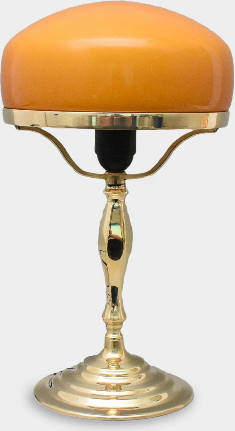 Lampa stołowa rzezbyzbrazu Lampa Art Deco Złota Koniakowy Klosz